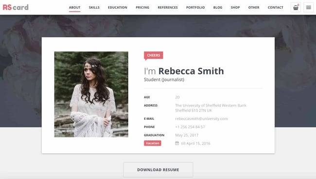 best resume website templates resume and cv wordpress themes 